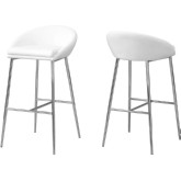 Counter Stool in White Leatherette on Chrome Base (Set of 2)